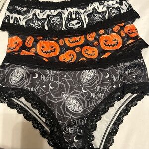 Morvia 3 lace trim cheeky goth Emo panties S Jack-o’-lantern Skull lingerie